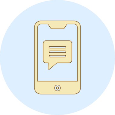 Ekran simgesinde konuşma balonu olan akıllı telefon, vektör illüstrasyon grafik tasarımı 