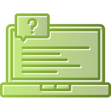  Soru işareti olan dizüstü bilgisayar simgesi. Vektör illüstrasyonu 