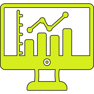 çevrimiçi bar grafikli bilgisayar ekranı, web simgesi basit illüstrasyon
