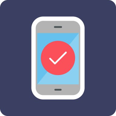 Tik işaretli telefon, vektör illüstrasyonu basit tasarım