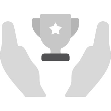 Galibiyet, kupa vektör simgesi ile eller