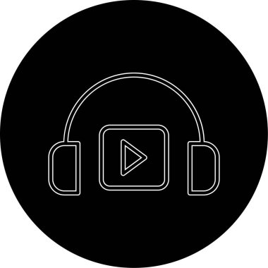 Podacast Dinleme eşleşmeli ikon vektör çizimi