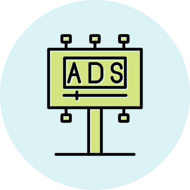 Reklam panosu simgesi, vektör illüstrasyonu basit tasarım