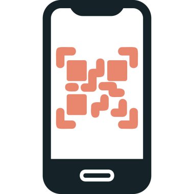 Cep telefonu ekranında QR kodu, vektör illüstrasyonu basit tasarım