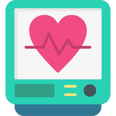 Ekranda kalp atış hızı simgesi olan akıllı aygıt, vektör, beyaz arkaplanda izole. Görüntü.