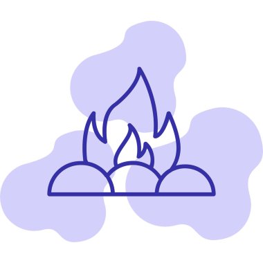 Kamp ateşi simgesi, vektör illüstrasyonu, düz tasarım 