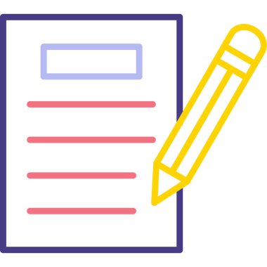 kalem ile doküman. Web simgesi basit illüstrasyon