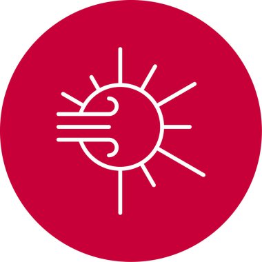 Güneşli rüzgarlı hava durumu simgesi, vektör illüstrasyonu