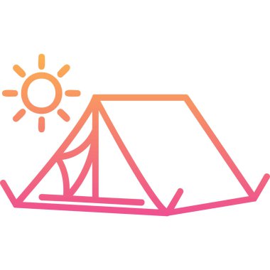 Çöldeki bir kamp çadırı ikonunun vektör çizimi