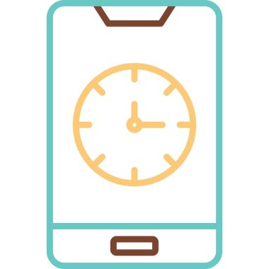 saat ve vektör illüstrasyonlu cep telefonu