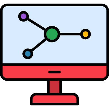 Bilgisayar Simülasyonu simgesi, vektör illüstrasyonu basit tasarım