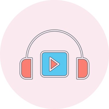 Podacast Dinleme eşleşmeli ikon vektör çizimi