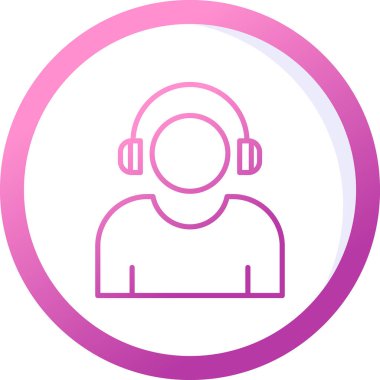 Etkilendirici kulaklık takar Web simgesi, vektör illüstrasyonu