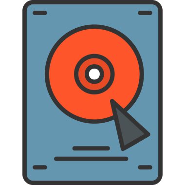 Sabit disk simgesi, vektör illüstrasyonu basit tasarım