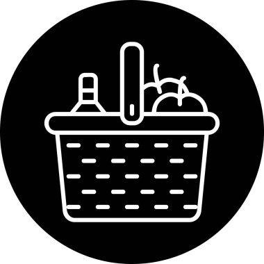 piknik sepeti simge vektör çizim