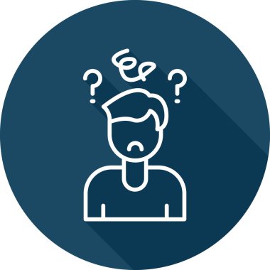 Soru işaretleri ile karışık adam simgesi. Basit tasarım 