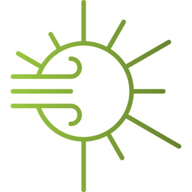 Güneşli rüzgarlı hava durumu simgesi, vektör illüstrasyonu