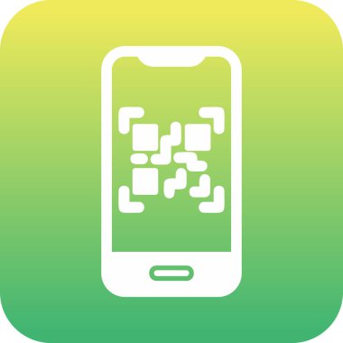 Cep telefonu ekranında QR kodu, vektör illüstrasyonu basit tasarım