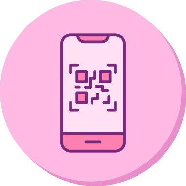 Cep telefonu ekranında QR kodu, vektör illüstrasyonu basit tasarım