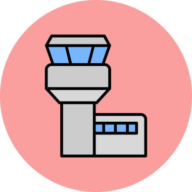 Uçuş Kontrol Kulesi web simgesi, vektör illüstrasyonu 