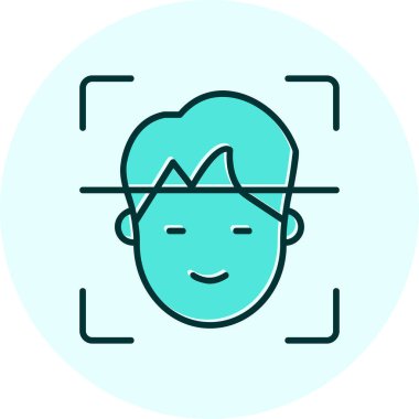 Yüz Tanıma vektör simgesi izole edildi. Yüz logosu taranıyor.