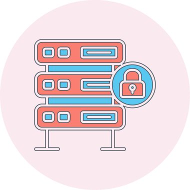 Şifrelenmiş sunucu simgesi, vektör illüstrasyonu basit tasarım