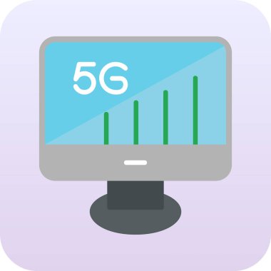 5G Monitör. Web simgesi basit illüstrasyon          