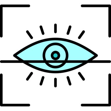 Göz Tarama Ağı simgesi, vektör illüstrasyonu. Tarama çerçevesi vektör ana hatları işaretli dijital göz