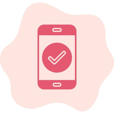 Tik işaretli telefon, vektör illüstrasyonu basit tasarım