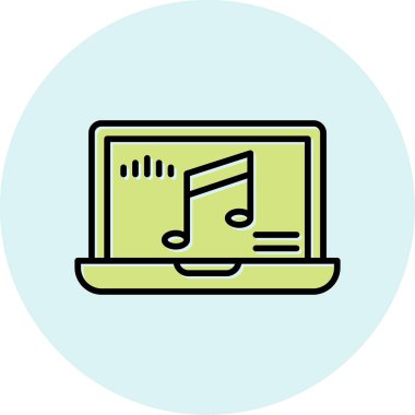 dizüstü bilgisayar vektör illüstrasyonu üzerine nota