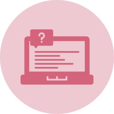  Soru işareti olan dizüstü bilgisayar simgesi. Vektör illüstrasyonu 