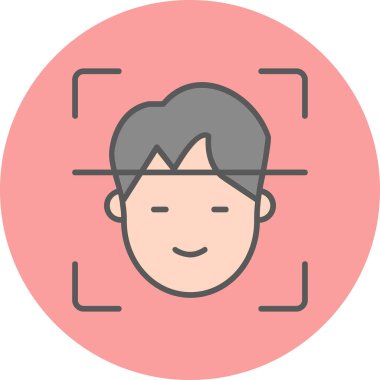 Yüz Tanıma vektör simgesi izole edildi. Yüz logosu taranıyor.