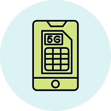 Smartphone 5g Sim web simgesi vektör illüstrasyonu