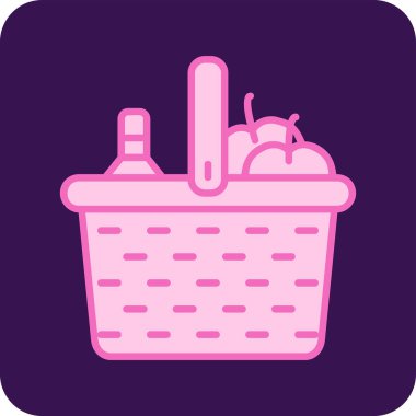 piknik sepeti simge vektör çizim