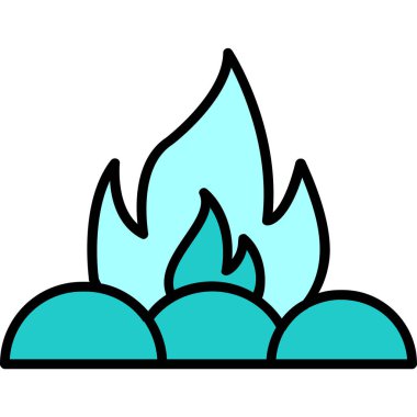 Kamp ateşi simgesi, vektör illüstrasyonu, düz tasarım 