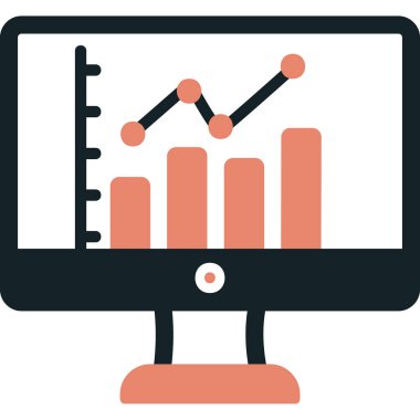 çevrimiçi bar grafikli bilgisayar ekranı, web simgesi basit illüstrasyon