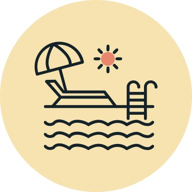 yüzme havuzu ikonu vektör illüstrasyonu