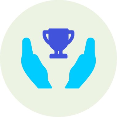 Galibiyet, kupa vektör simgesi ile eller