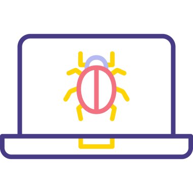 bilgisayar zararlı yazılım simgesi, vektör illüstrasyonu basit tasarım