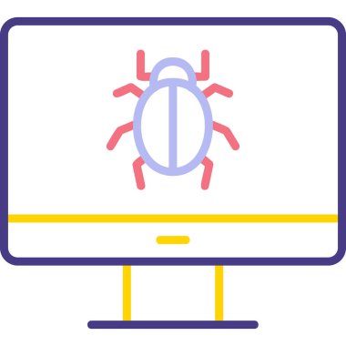 bilgisayar virüsü simgesi, vektör illüstrasyonu basit tasarım