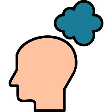 Düşünen baş simgesi, vektör çizimi basit tasarım