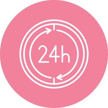 24 saat web simgesi, vektör illüstrasyonu 