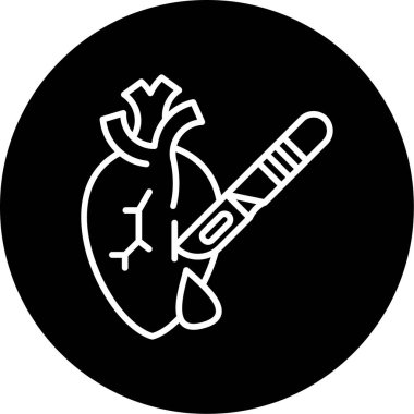 Kalp cerrahisi simgesi, vektör çizimi basit tasarım