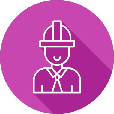 Miğfer ağ simgesi içindeki mimar işçisi, vektör illüstrasyonu 