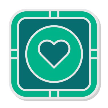 Kalp yassı simgesi, vektör illüstrasyonu