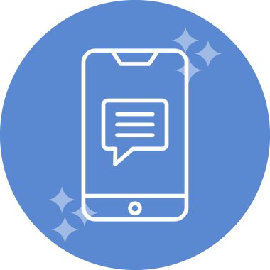 Ekran simgesinde konuşma balonu olan akıllı telefon, vektör illüstrasyon grafik tasarımı 