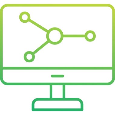 Bilgisayar Simülasyonu simgesi, vektör illüstrasyonu basit tasarım