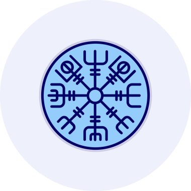 Vegvisir runik pusula simgesi, vektör illüstrasyonu.