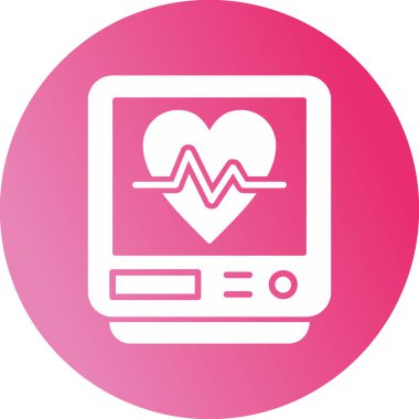 Ekranda kalp atış hızı simgesi olan akıllı aygıt, vektör, beyaz arkaplanda izole. Görüntü.