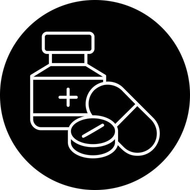 ilaç hapları simgesi, basit vektör illüstrasyonu 